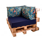 Paletové sedenie Golden Garden GG46/1 podsedák a vankúš 80cm x 80cm x 15cm Tmavo modrá s kvietkami